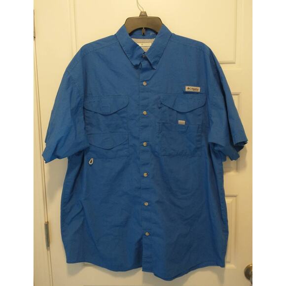 Columbia PFG Vented Fishing Button Down Shirt. Men's Large. Blue. - Picture 1 of 5